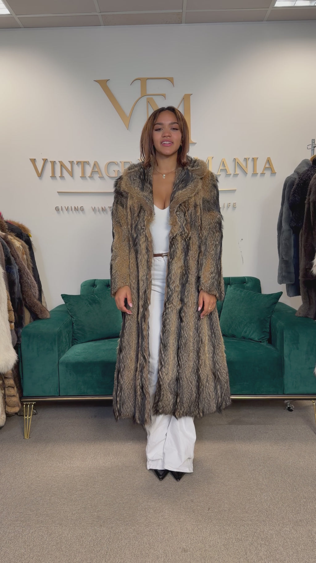 Coyote Fur Coat, Small, Outlet