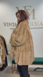 Cream Beige Feh Fur Coat, Butterfly Style, XL