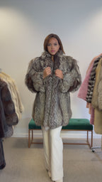 Silver Fox Fur Coat, Bright, Size L