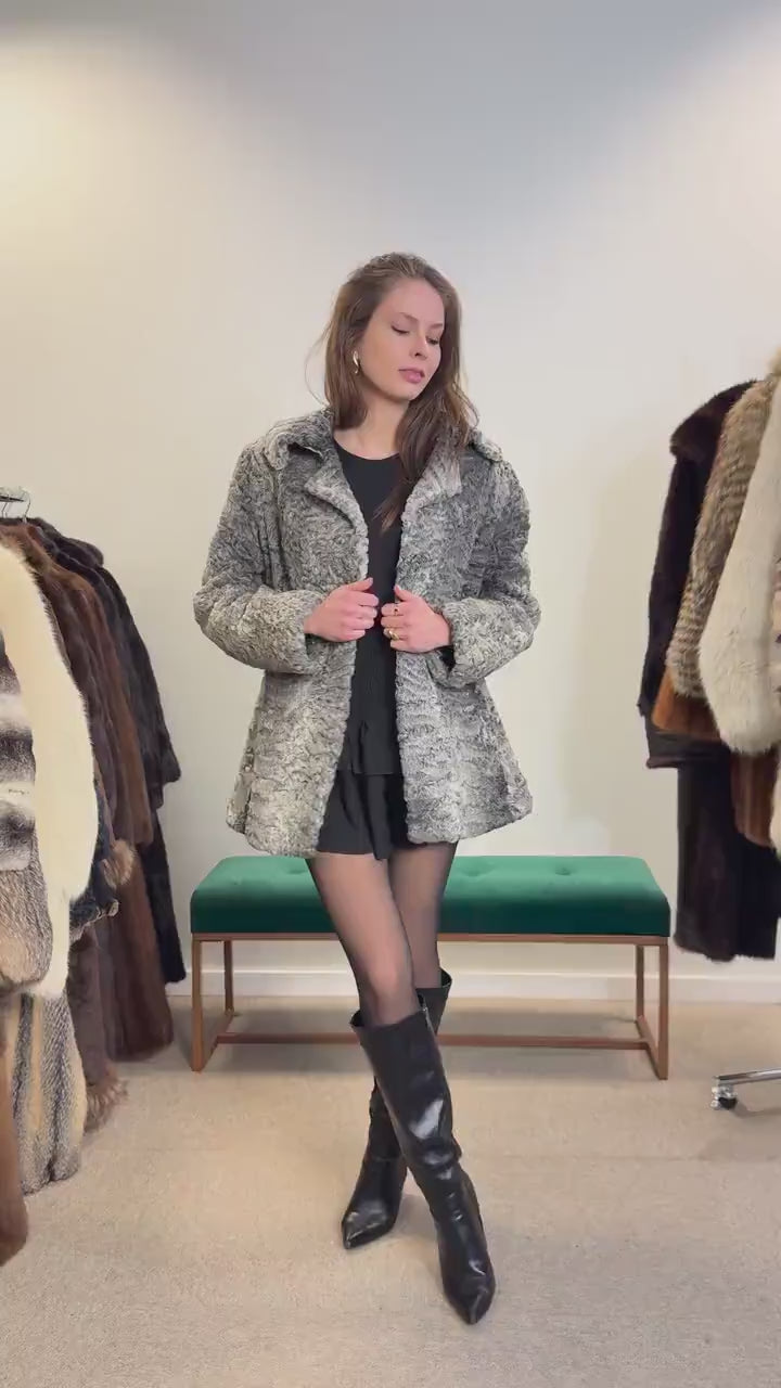 Grey Astrakhan Jacket, Medium Size, Astrakhan Fur Jacket, Vintage Fur Coat, Grey Fur Coat, Thick Fur Jacket, Astrakhan Jacket, Astrakhan Fur