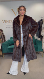Brown Mink Fur Coat, M/L, Full Length