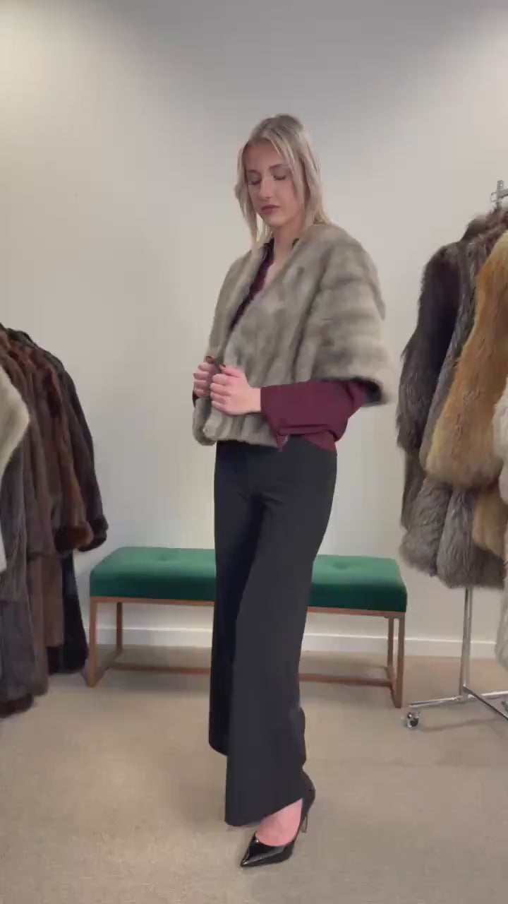 Grey Mink Fur Stole, One Size - XL, Long Elegant Stole, Soft and Luxurious, Perfect Shiny Fur, Classic Vintage Style, Real Mink Fur Stole