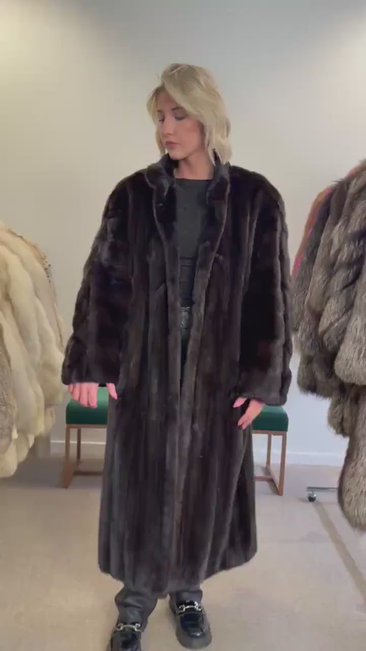 Dark Brown Mink Fur Coat, XXL Size, Mink Coat, Real Fur Coat, Fur Coats, Mink Fur Coat, Brown Mink, Long Coat, Swinger Fur Coat, USA coat