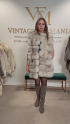 White Nordic Fox Fur Vest, Medium, New