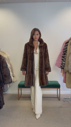 Mink Fur Coat, Brown Swinger, One Size