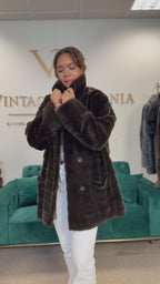 Black Sheared Mink Fur Jacket, XL, Reversible