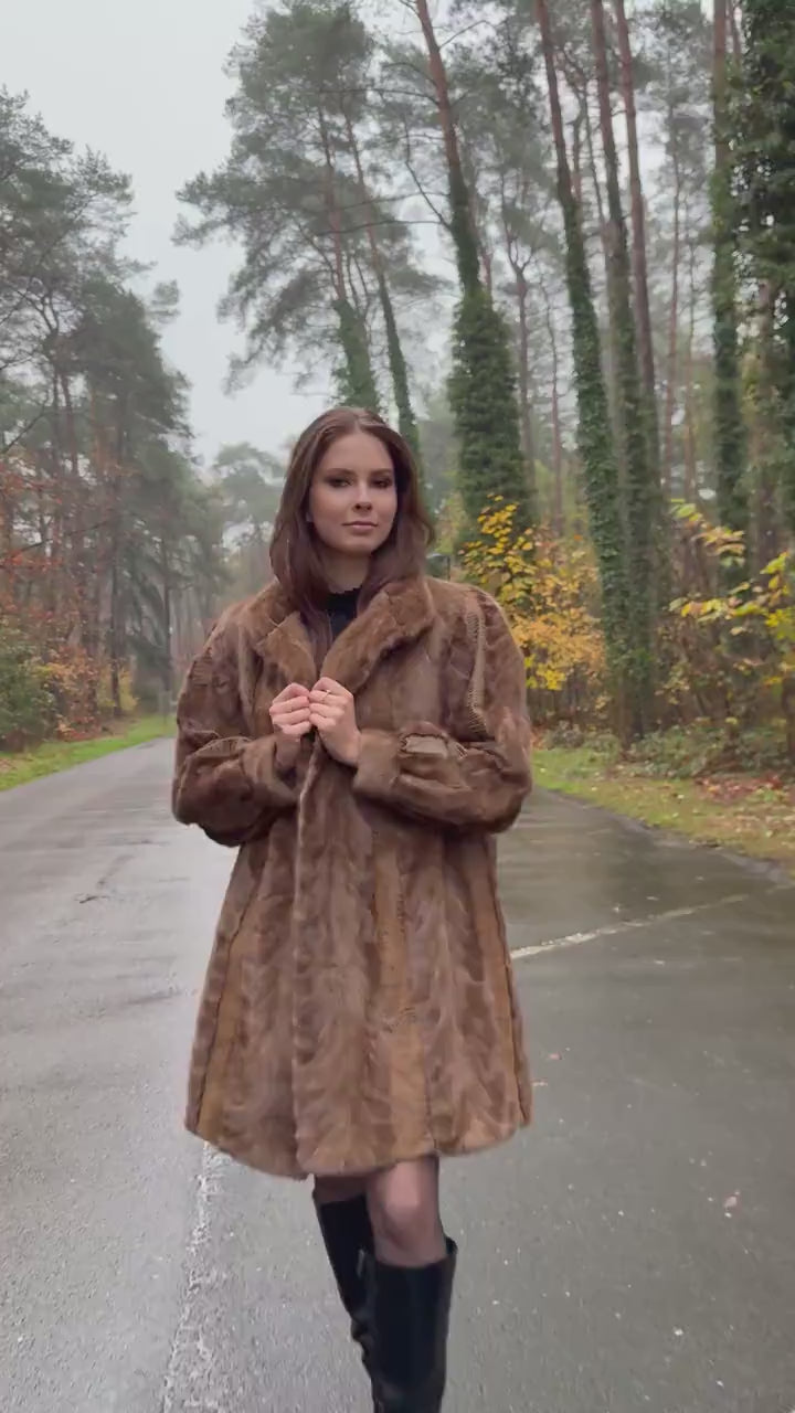 Mink Leather Fur Coat, XL Size, Vintage Fur Coat, Pastel Mink Coat, Women's Fur Coat, Mink Fur, Real Fur Coat, Mink Coat, Thick Mink Coat