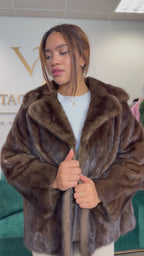 Brown Mink Fur Jacket, Large
