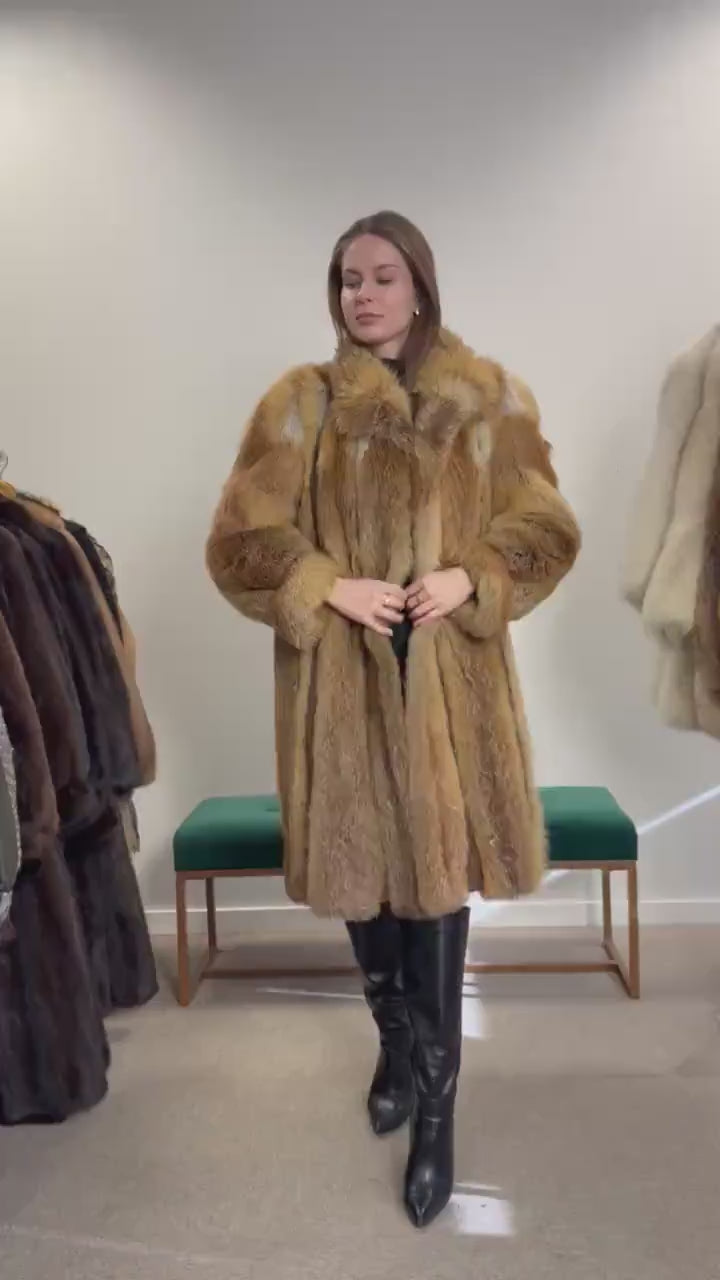 Vintage Red Fox Fur Jacket, Luxuriously Soft, Warm, Large Size