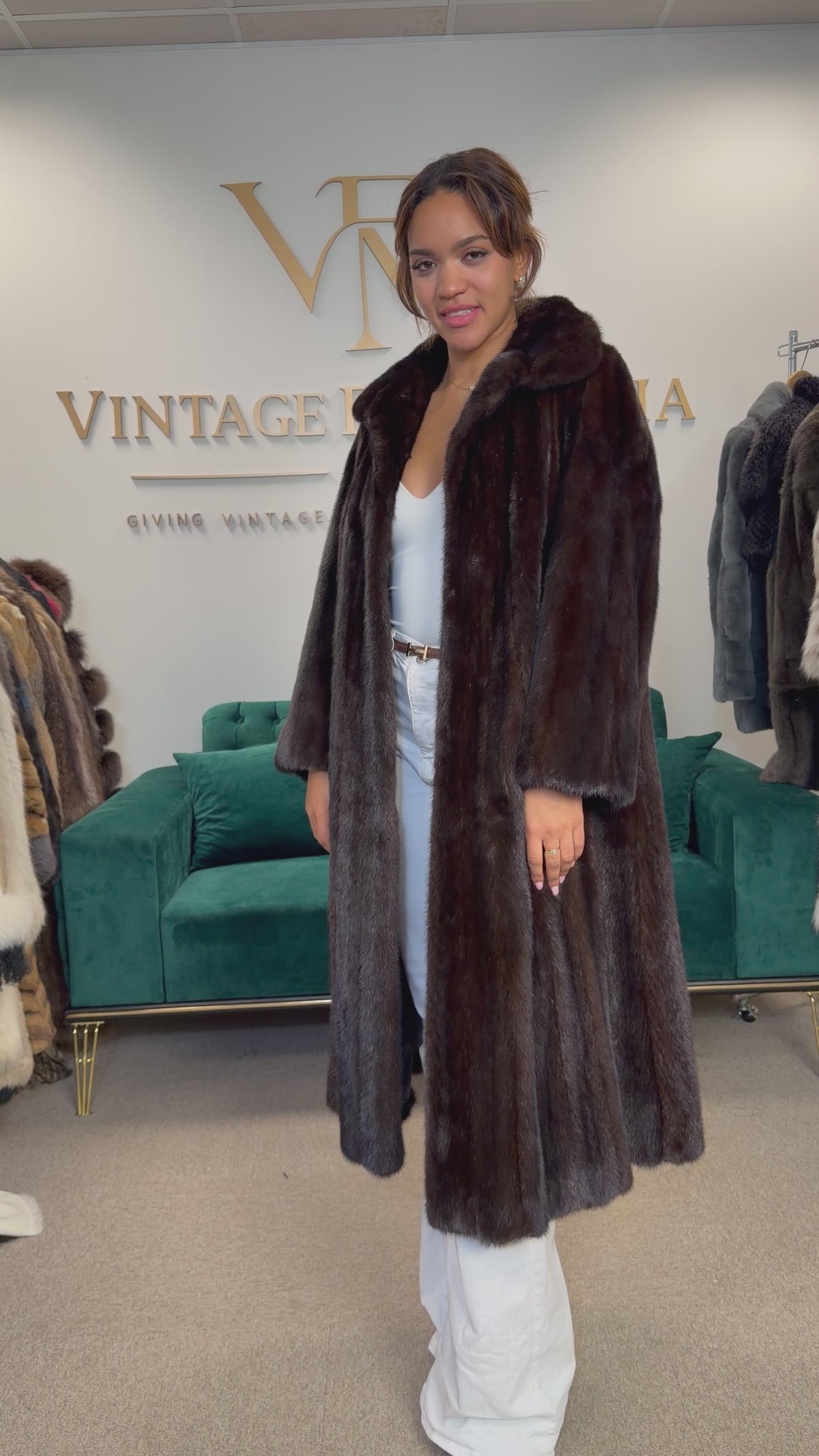 Dark Brown Blackglama Mink Fur Coat, Large, Pelz Aachen Germany
