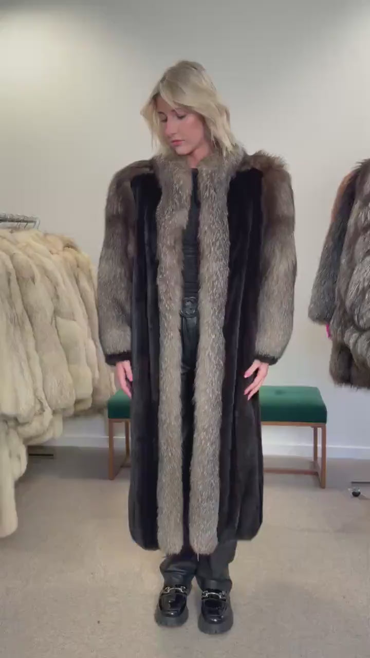 Black Mink Fur Coat, Large Size, Full Black Fur Coat, Excellent Real Black Mink Fur, Vintage Fur Coat, Rare Find Mink Coat, High Fur Quality