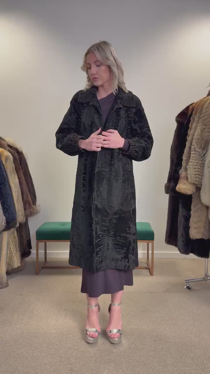 Long Astrakhan Coat, Medium Size, Astrakhan Fur Coat, Real Fur Coat, Astrakhan Fur Coat, Vintage Fur Coat, Women's Coat, Thick Fur Coat