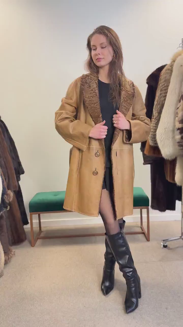 Astrakhan Leather Double Sided Coat, Medium Size, Brown Fur Coat, Real Fur Coat, Vintage Fur Coat, Astrakhan Leather Fur Coat, Fur Coat