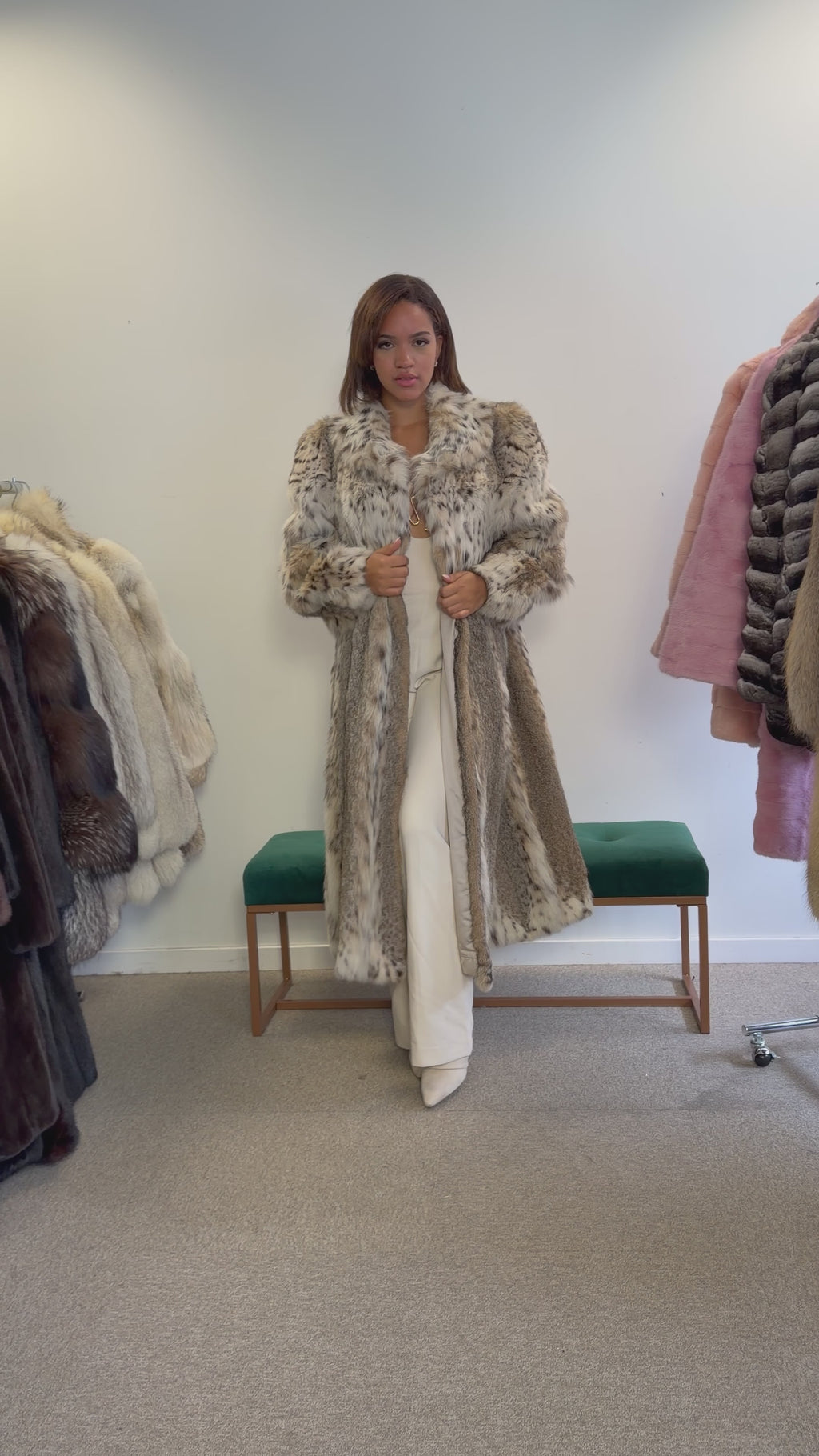Lynx Fur Coat, Bobcat, XXL