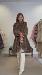Mink Fur Coat, Brown Sheared Swinger, One Size