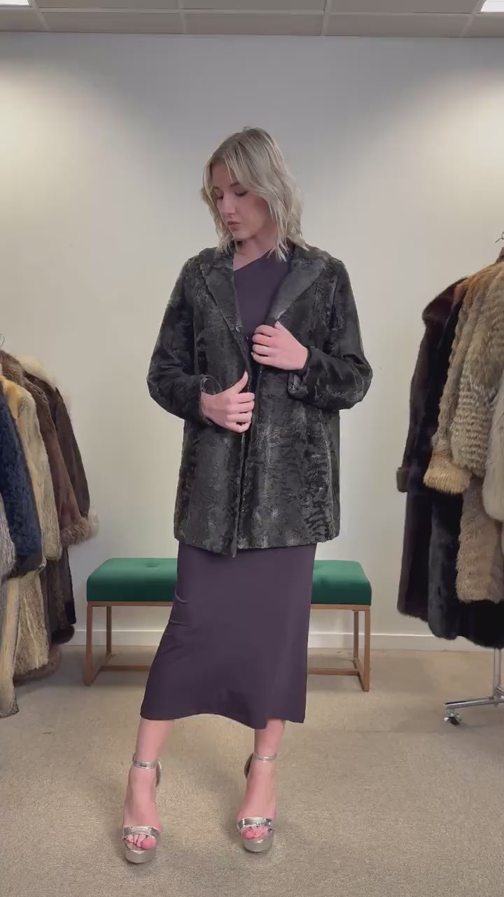 Grey Astrakhan Coat, Medium Size, Astrakhan Fur Jacket, Vintage Fur Coat, Grey Fur Coat, Thick Fur Jacket, Astrakhan Jacket, Astrakhan Fur