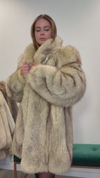White Nordic Fox Fur Coat, Size L