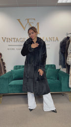 Black Sheared Rabbit Fur Coat, Small, Full Length