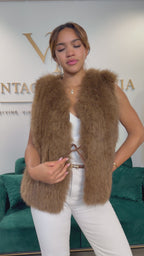 Light Brown Fox Fur Vest, Medium, Vintage