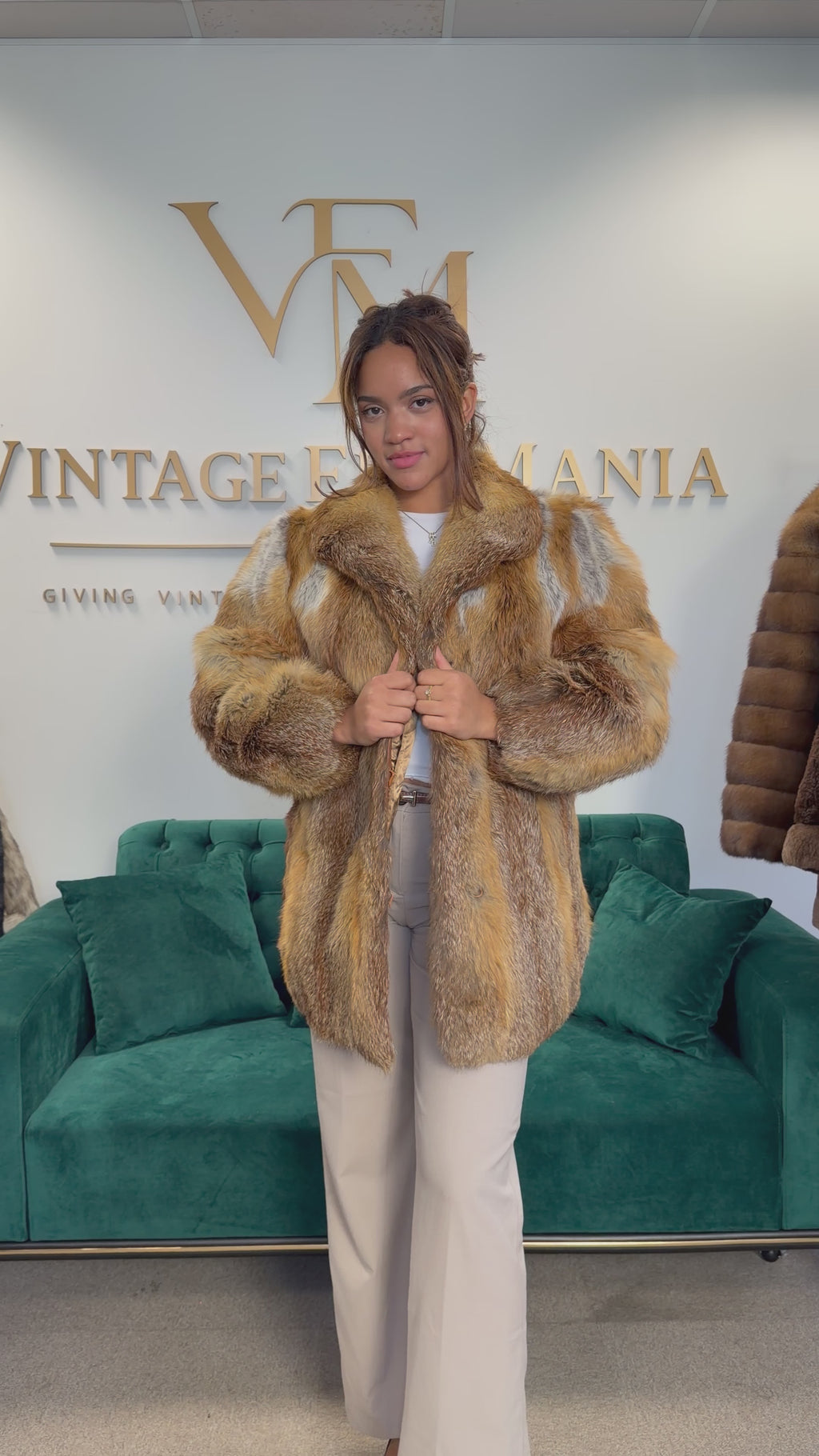 Red Fox Fur Jacket, Medium, Fluffy & Soft
