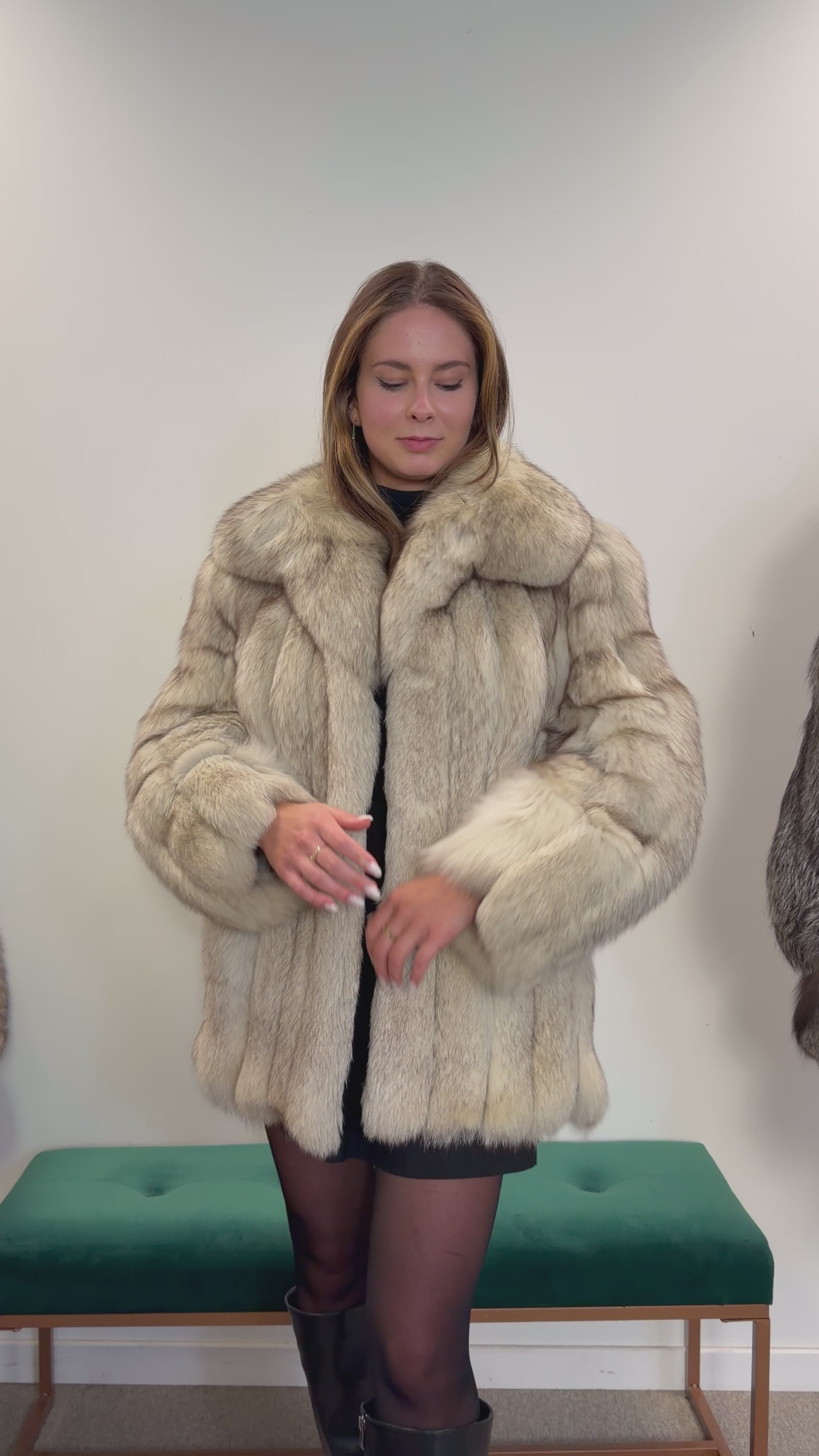 White Fox Fur Jacket, Medium size Polar fox