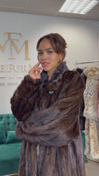 Dark Brown Mink Fur Coat, XL, Extra Full Length, Luxury