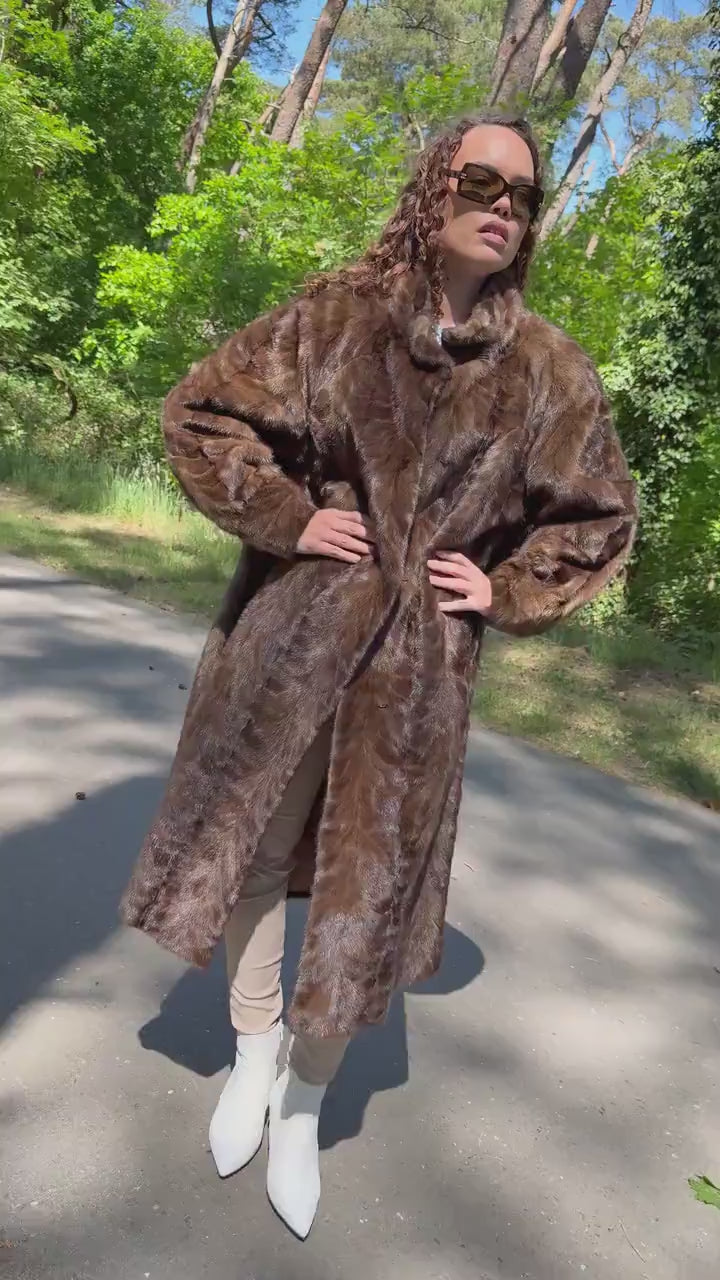 Oversized Natural Brown Mink Fur Coat, Long Fur Coat, Mink Fur Coat, Brown Mink Fur Coat, Real Fur Coat, Vintage Fur Coat, Brown Mink Jacket