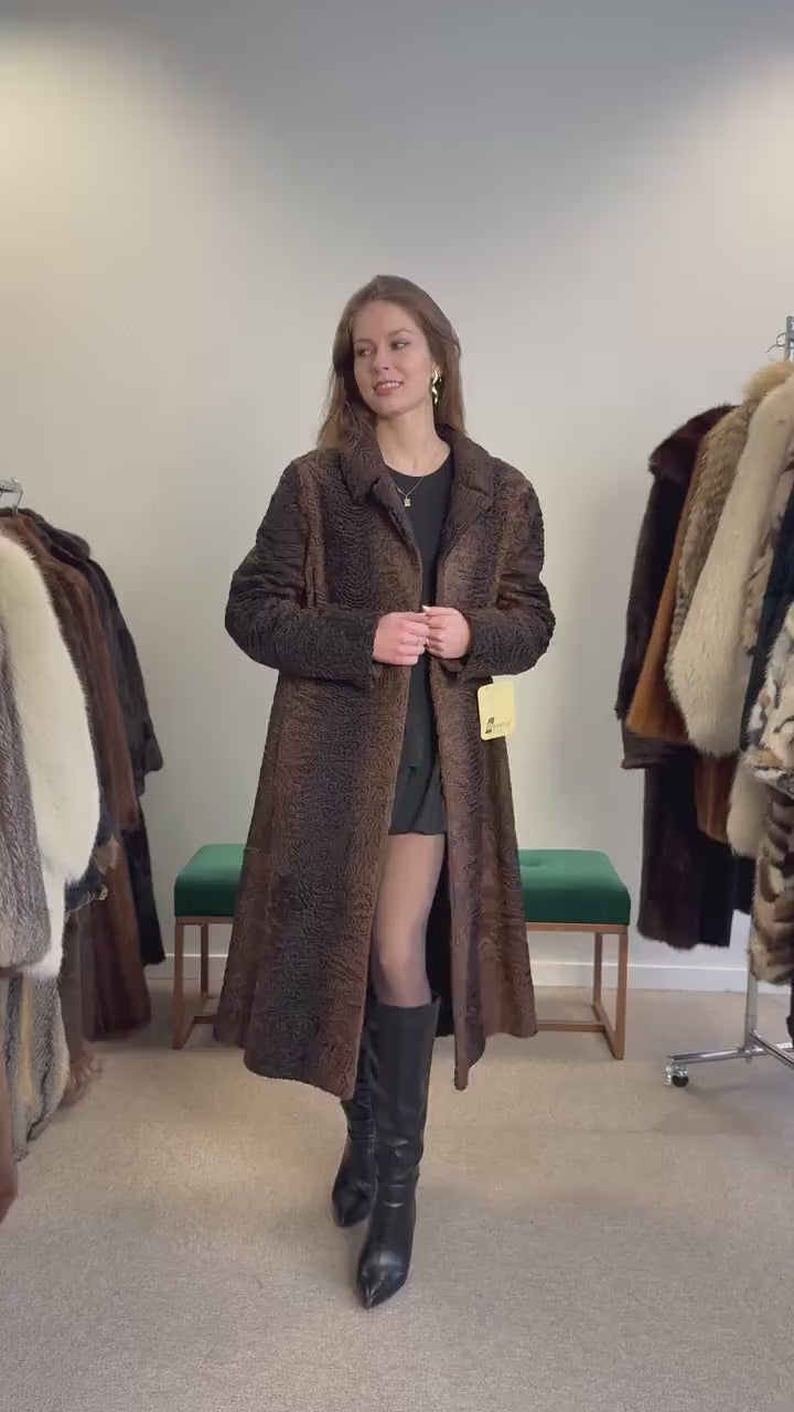 Brown Astrakhan Coat, Medium Size, Thick Fur Coat, Vintage Fur Coat, Real Fur Coat, Women's Fur Coat, Astrakhan Fur, Astrakhan Coat