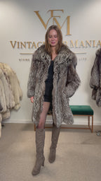 Silver Fox Fur Coat, Large, SAGA, Swinger, Trimmed