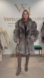 Silver Fox Fur Coat, XL, SAGA, Fluffy