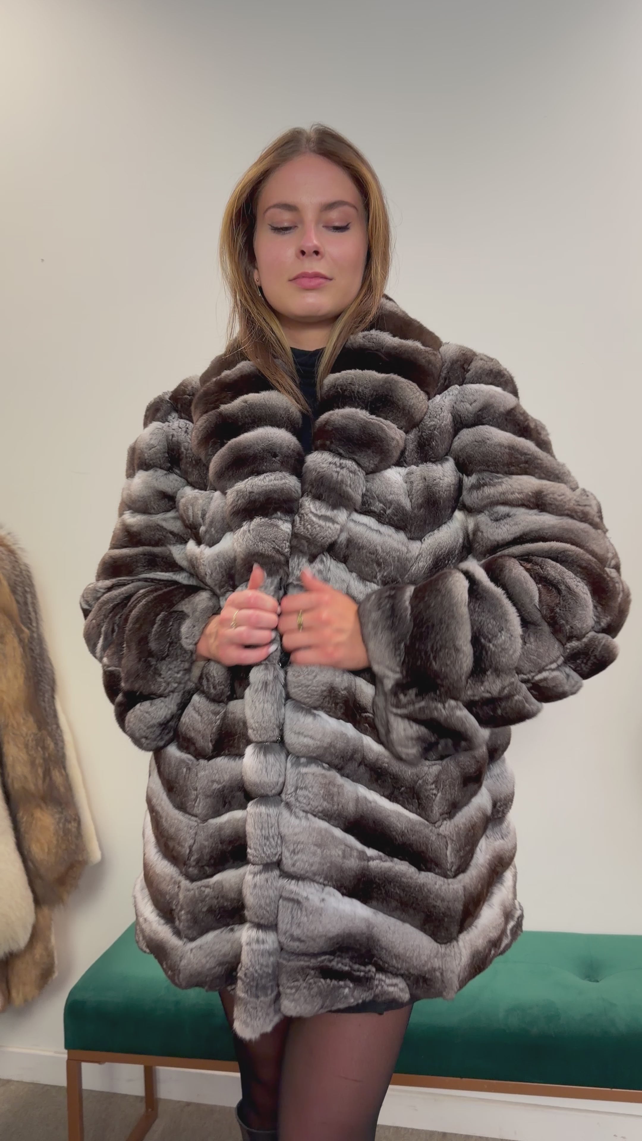 Chinchilla Fur Coat — Large Size, Real Chinchilla Fur