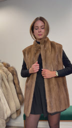 Mink Fur Vest, Pastel, Size M