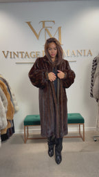 Brown Mink Fur Coat, XL, Single Button Front