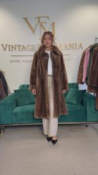 Brown Sheared Beaver Fur Coat, XL, Thick & Warm