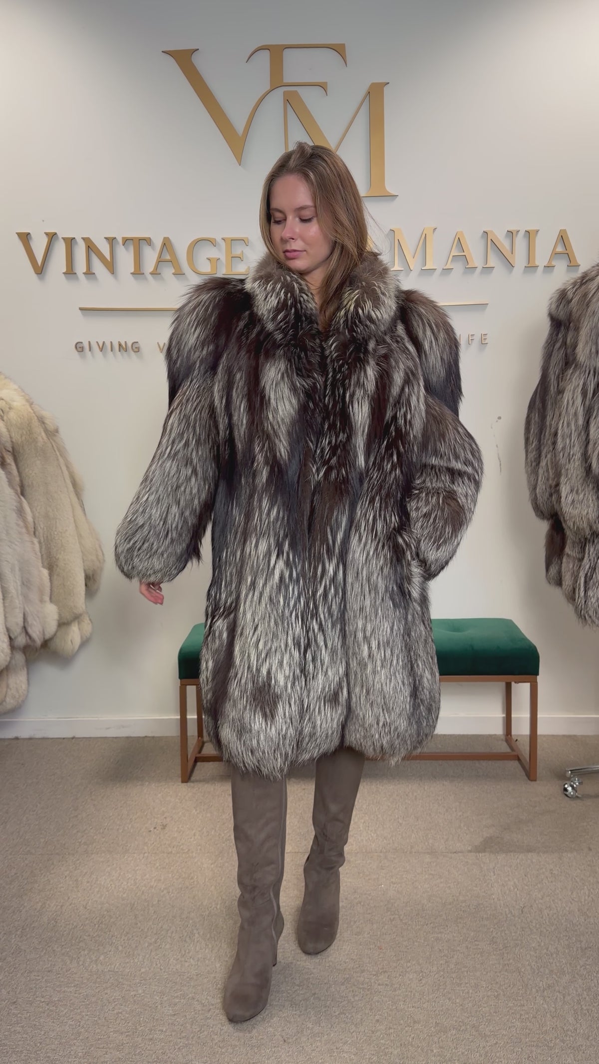 Silver Fox Fur Coat, Large, Ankershoffhem luxury brand