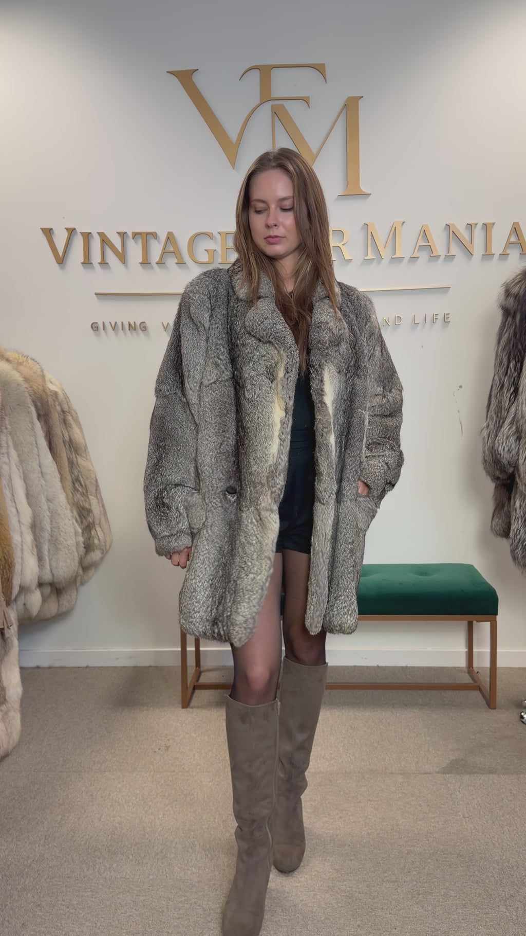 Rabbit Fur Jacket, Medium, Thick & Soft