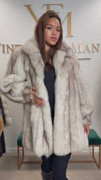 White Blue Fox Fur Coat, Like New, Medium