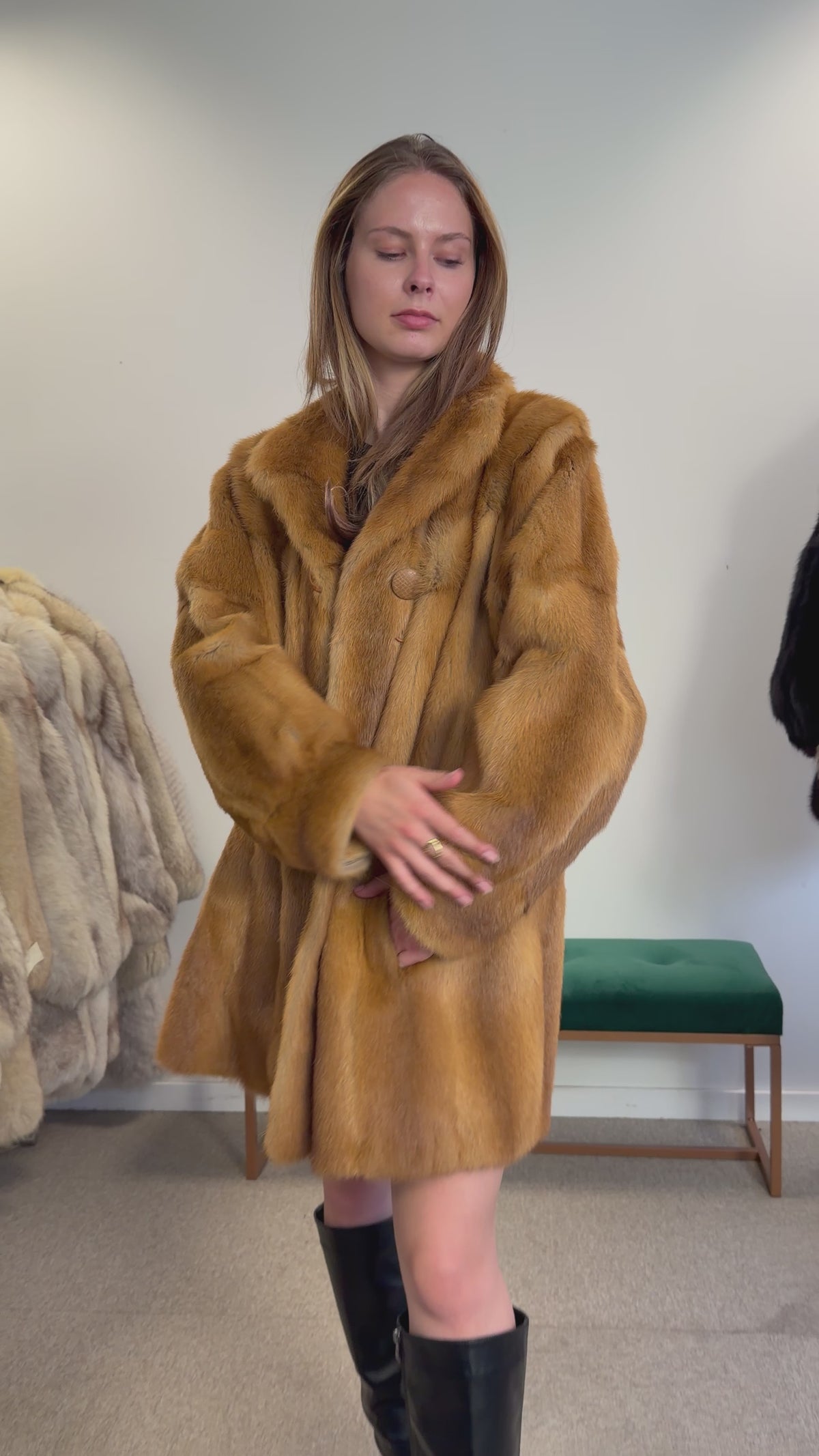 MGolden Mink Fur Jacket, Large, Special Style