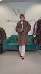 Brown Sheared Mink Fur Coat, XL, WIEN, Luxury