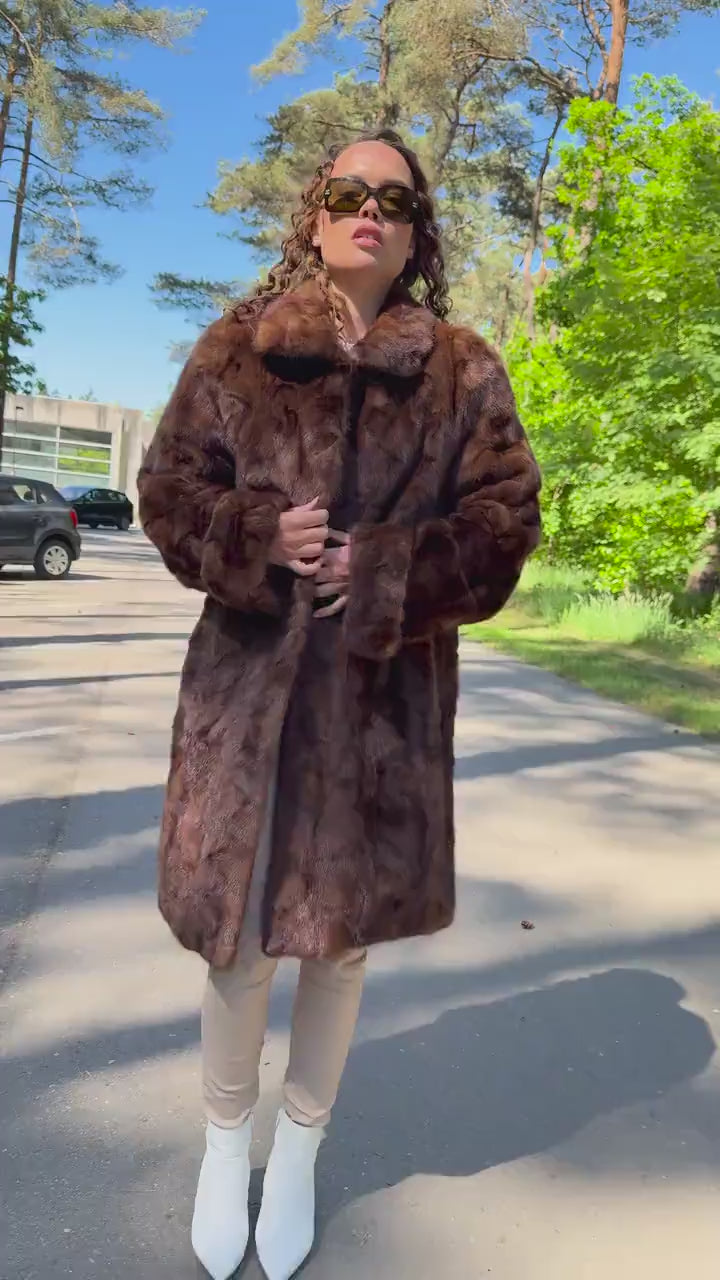 Natural Brown Mink Fur Coat, XL Size, Real Mink Fur Coat, Mink Fur Coat, Brown Mink Coat, Mink Jacket, Mink Fur Jacket, Vintage Mink Coat