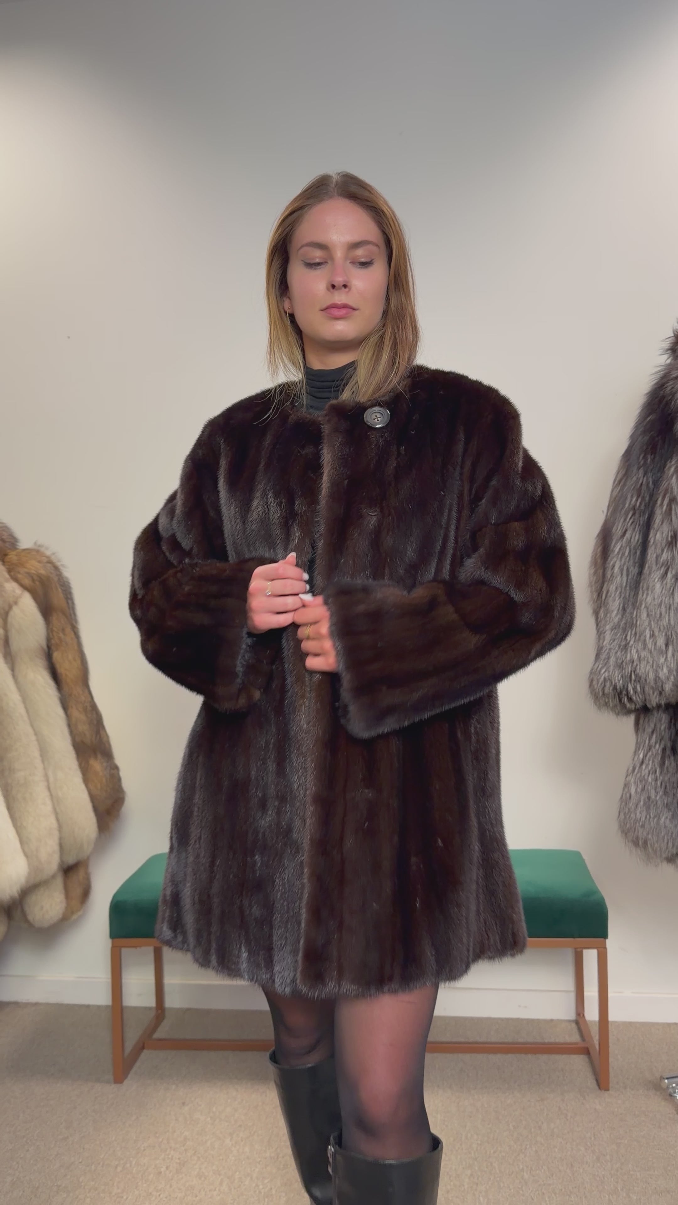 Mink Real Fur Jacket, Neckless Style, New