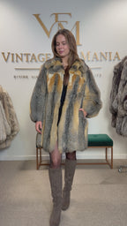 Grey Fox Fur Jacket, Medium, Golden Lining
