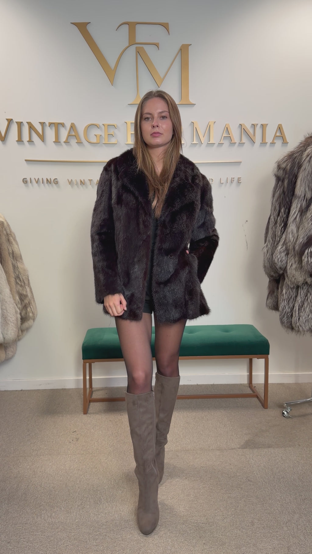 Dark Brown Mink Fur Jacket, Medium