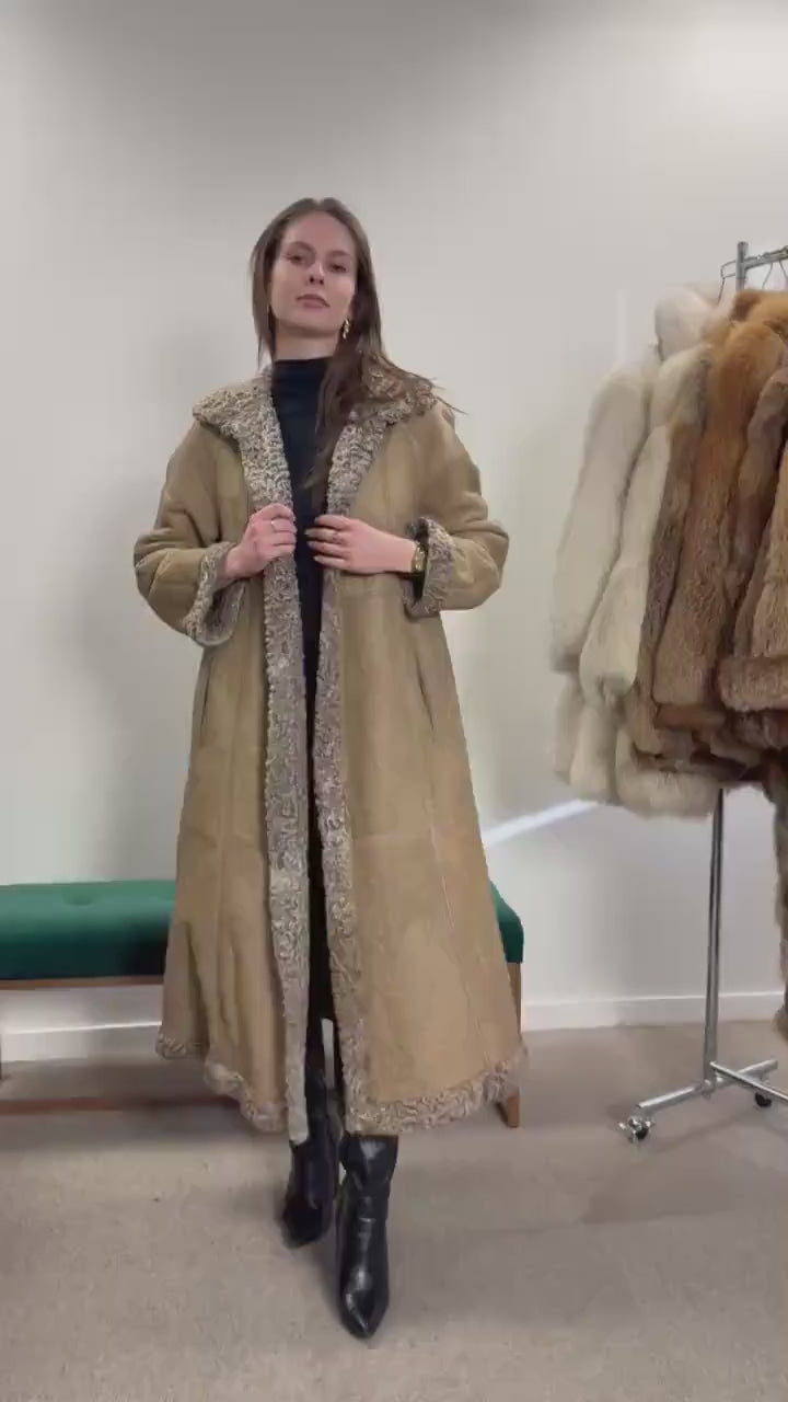 Double Sided Astrakhan Fur Coat, M Size, Long Fur Coat, Astrakhan Fur Coat, Women's Fur Coat, Vintage Fur Coat, Real Fur Coat, Thick Fur