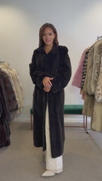 New Mink Fur Coat, Dark Sapphire Sheared, Size L