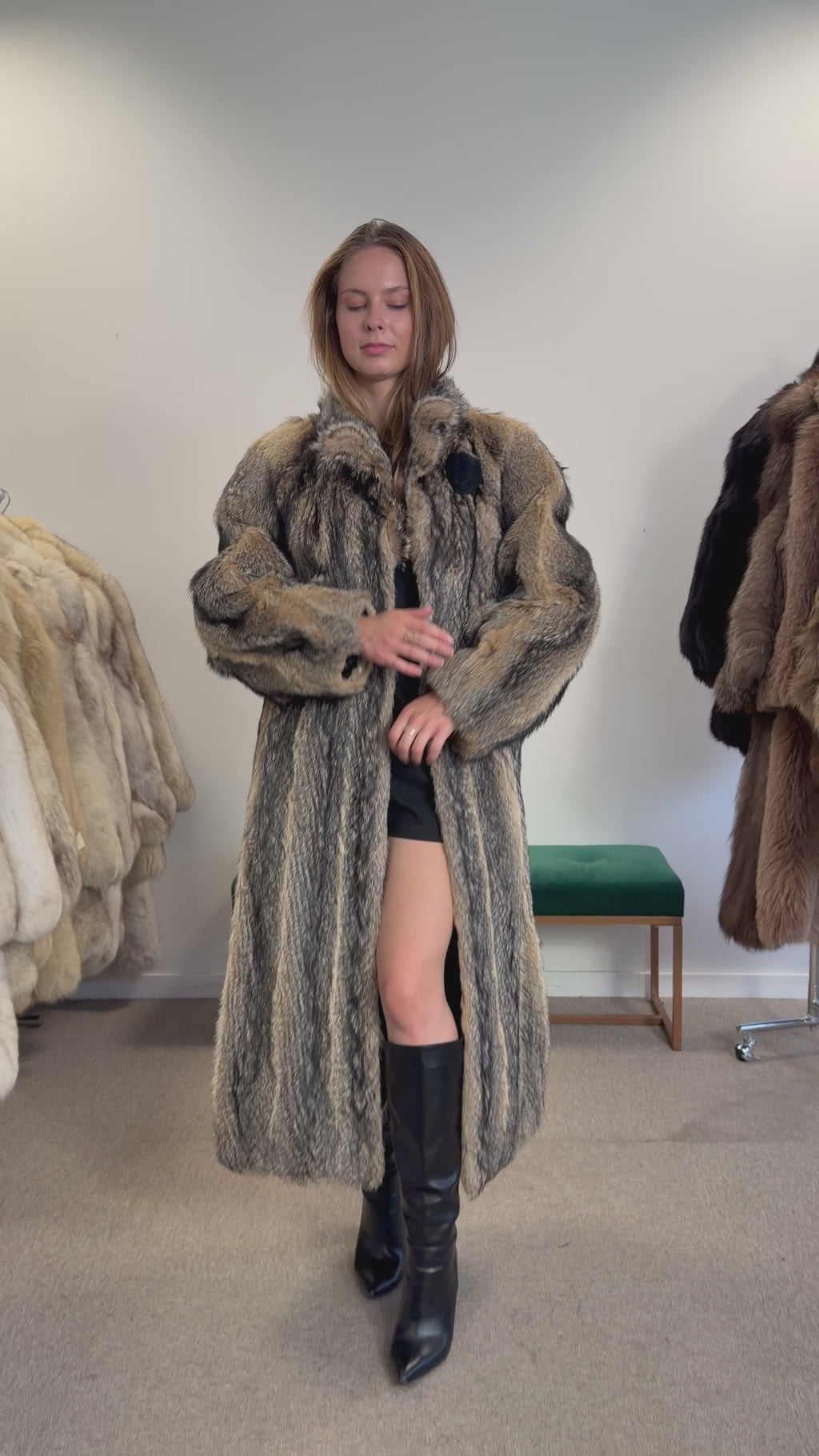 Coyote Fur Coat, Medium, Full Length