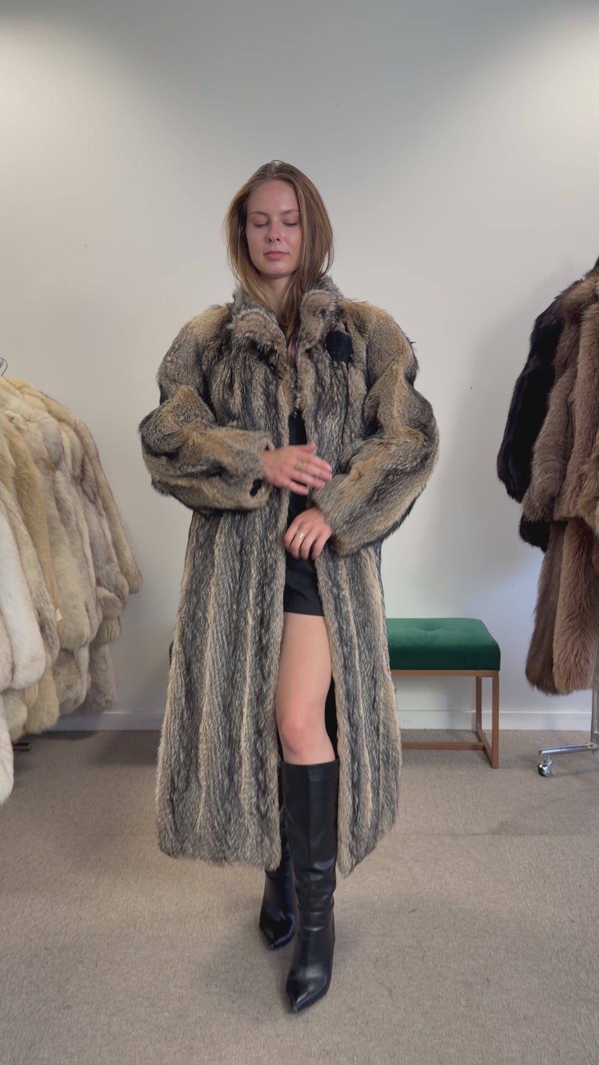 Coyote Fur Coat, Medium, Full Length