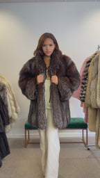 Silver Fox Fur Coat, Dark, Size XL