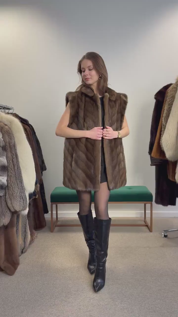 Soft Mink Fur Vest, XL Size, Mink Vest, Real Fur Vest, Brown Mink Fur, Vintage Fur Vest, Real Mink Vest, Thick Mink Fur Vest, Mink Fur