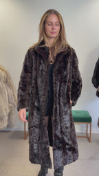 Brown Mink Fur Coat, Pieced, Full Length, Medium